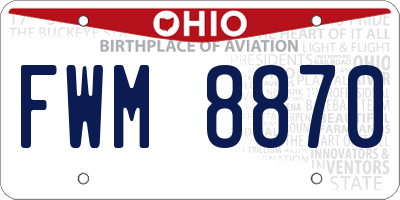 OH license plate FWM8870