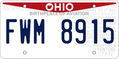 OH license plate FWM8915