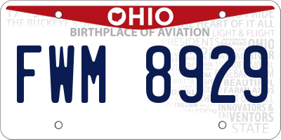 OH license plate FWM8929