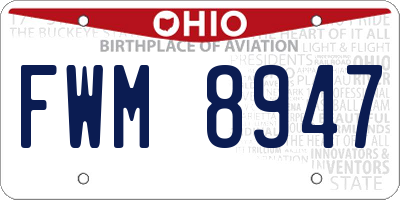 OH license plate FWM8947