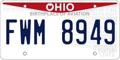 OH license plate FWM8949