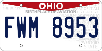 OH license plate FWM8953