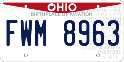 OH license plate FWM8963