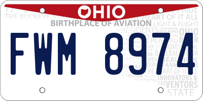OH license plate FWM8974