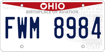 OH license plate FWM8984