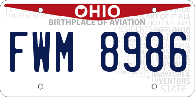 OH license plate FWM8986