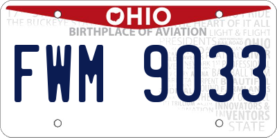 OH license plate FWM9033