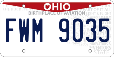 OH license plate FWM9035