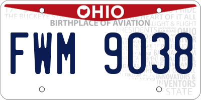 OH license plate FWM9038