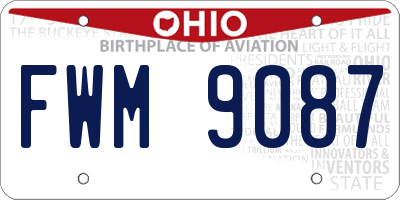 OH license plate FWM9087