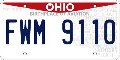 OH license plate FWM9110