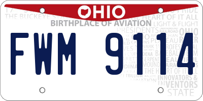 OH license plate FWM9114
