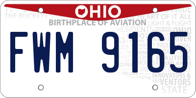 OH license plate FWM9165