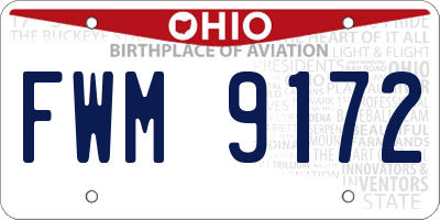 OH license plate FWM9172