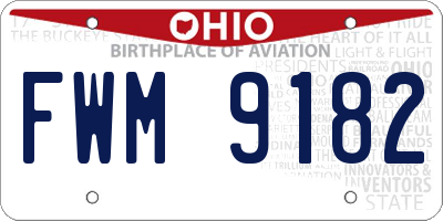 OH license plate FWM9182