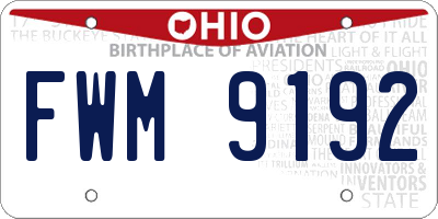 OH license plate FWM9192