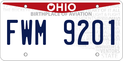OH license plate FWM9201