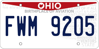 OH license plate FWM9205