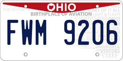 OH license plate FWM9206