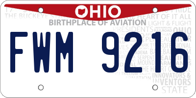 OH license plate FWM9216