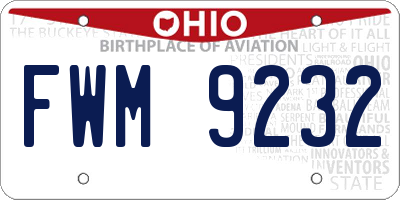 OH license plate FWM9232