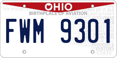 OH license plate FWM9301