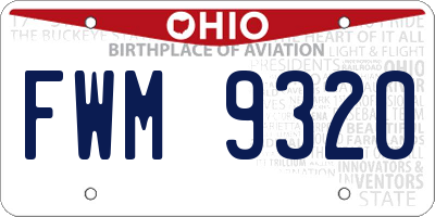 OH license plate FWM9320