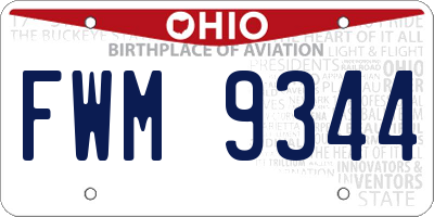OH license plate FWM9344
