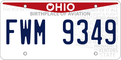 OH license plate FWM9349