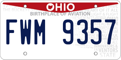 OH license plate FWM9357