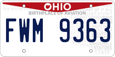 OH license plate FWM9363