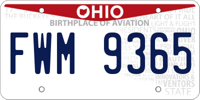 OH license plate FWM9365