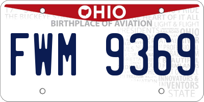 OH license plate FWM9369