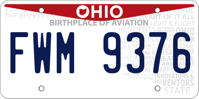 OH license plate FWM9376
