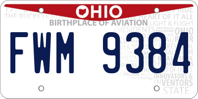 OH license plate FWM9384