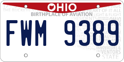 OH license plate FWM9389