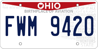 OH license plate FWM9420