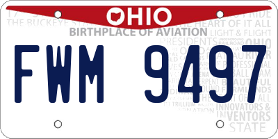 OH license plate FWM9497