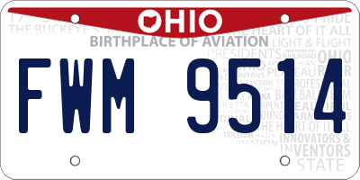 OH license plate FWM9514