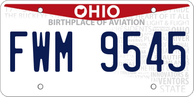 OH license plate FWM9545