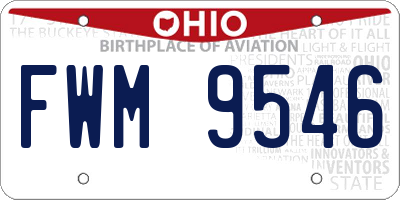 OH license plate FWM9546