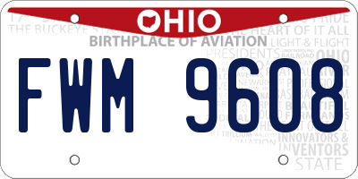 OH license plate FWM9608