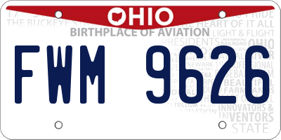 OH license plate FWM9626