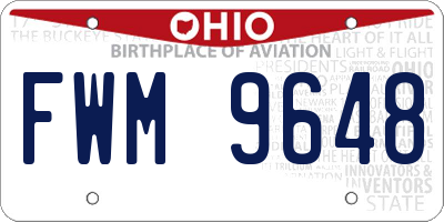 OH license plate FWM9648