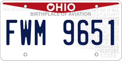 OH license plate FWM9651