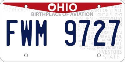 OH license plate FWM9727