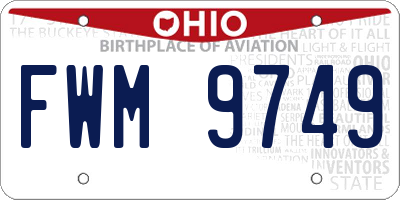 OH license plate FWM9749