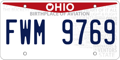 OH license plate FWM9769