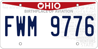 OH license plate FWM9776