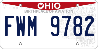 OH license plate FWM9782